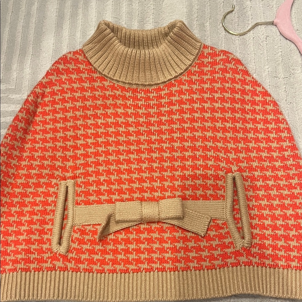 Janie and Jack Orange and Tan Cowl Neck Sweater